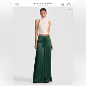 Alice + Olivia Forest Green Wide-Leg Pants